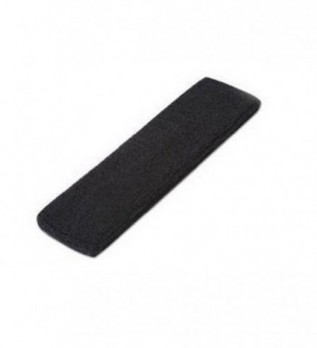 DCI Single Sports Headband 100% Terry Cloth - Black - CQ113MV3YXB