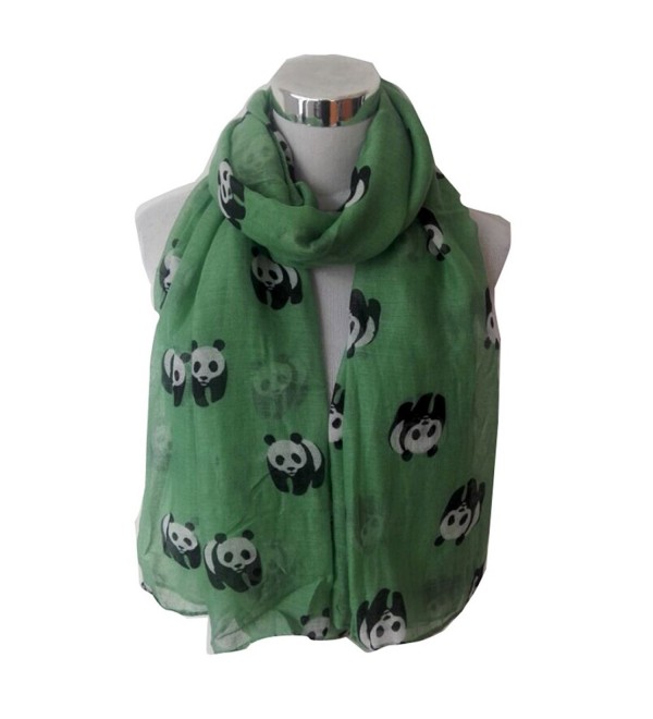 Wensltd Clearance Women Cute Panda Print Scarf Wraps Shawl Scarf - Green - CS129UUTAX9