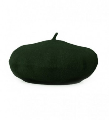 Opromo 100% Wool French Beret Women Ladies Art Basque Hat- 11" In Diameter - Dark Green - CD1288CYB53