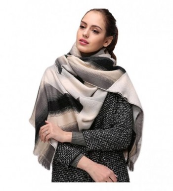 HaloVa Women's Scarf- Fashion Shawl Wrap Pashmina- Autumn Winter Warm Gradient Shaw Long Scarf - White Black - CS1802XCE4I