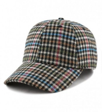 The Hat Depot Unisex Wool Blend Baseball Cap Hat with Adjustable Buckle Closure - Plaid 34 - CO187U38A33