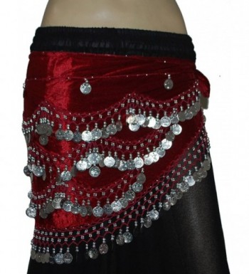 Wevez Classic Egyptian Belly Dance Hip Scarves for Professional Dancers - Maroon - CF12O29JKZV