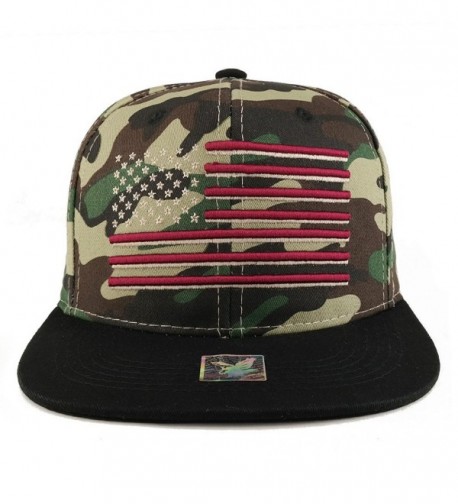 Armycrew USA American Flag Embroidered Flat Bill Snapback Cap - Military Camo - CM18754HX7R