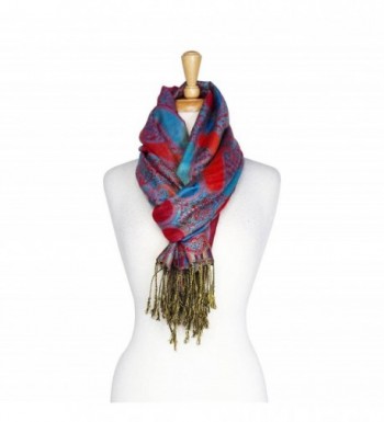 Paskmlna Paisley Pattern Tow Layered Woven Pashmina Shawl Scarf Wrap Stole - A18-06 - CI129Z2D4WL