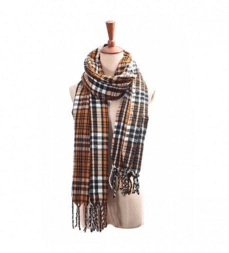 Women Plaid Blanket Scarf- Kilamal Long Tartan Tassel Square Shawls Winter Stylish Pashmina Wraps - Yellow - CS188E8475W