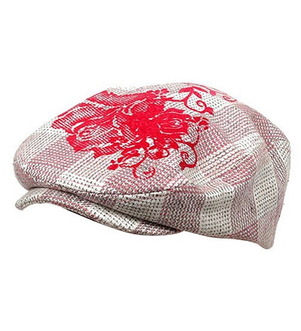 Flower Checkered Ivy Hat-Pink - C0111ZIHGLT