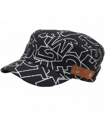 RaOn A98 Graffiti Design Leather Patch Style Fashion Club Army Cap Cadet Military Hat - Black - C2121AOPPSR