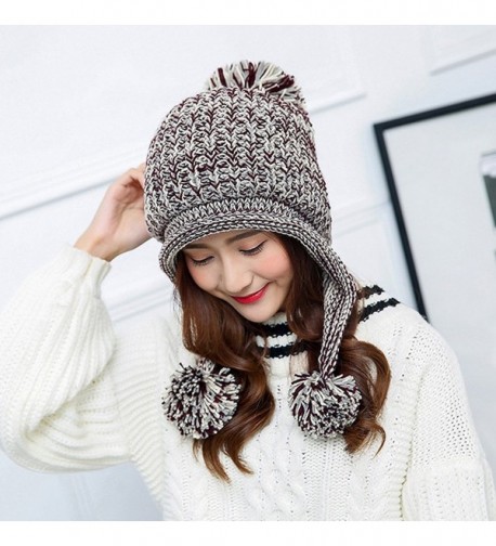 HUAMULAN Winter Beanie Layered Pompoms in Women's Skullies & Beanies