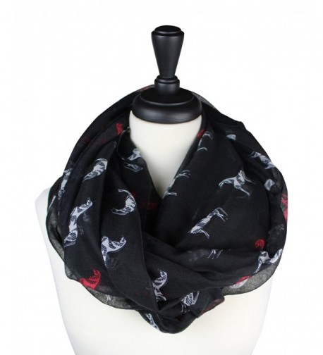 KnitPopShop Infinity Horse Scarf Circle Loop Cute - Black - CK12O4CJTPH