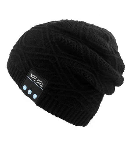 NINE BULL Bluetooth Beanie Hat Knit Winter Warm Soft Slouchy Beanies - Black - CC186LNZE90