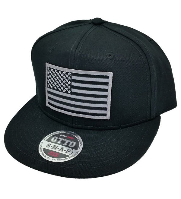 Grey American USA Flag Patch Flat Bill Snapback Baseball Cap Hat by Project T - Black - CM12FJHX0VB