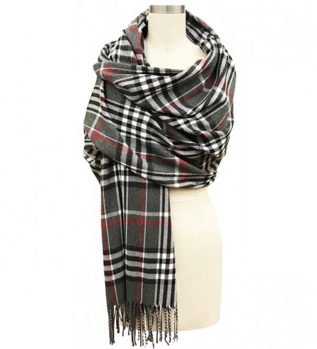 Vera Womens Oversized Plaid Scarf Cashmere Feel Made In Italy - Charcoal - CC18846L035