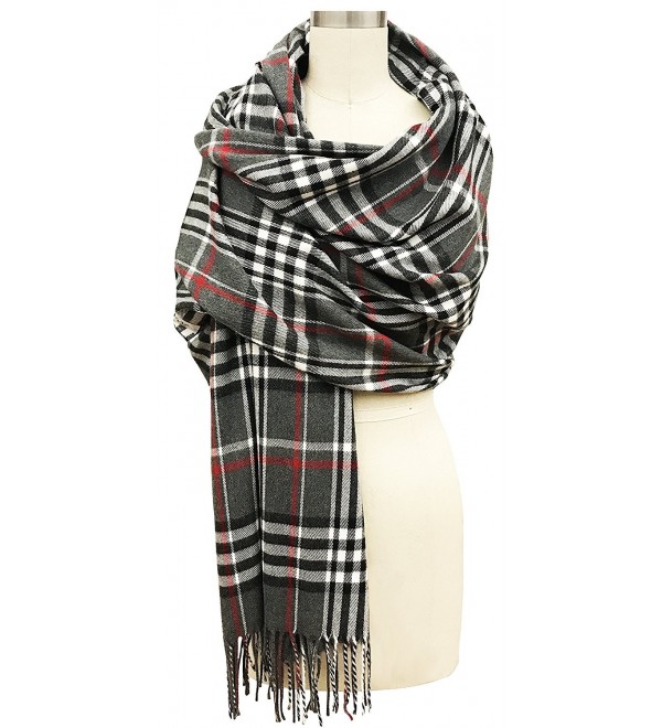 Vera Womens Oversized Plaid Scarf Cashmere Feel Made In Italy - Charcoal - CC18846L035