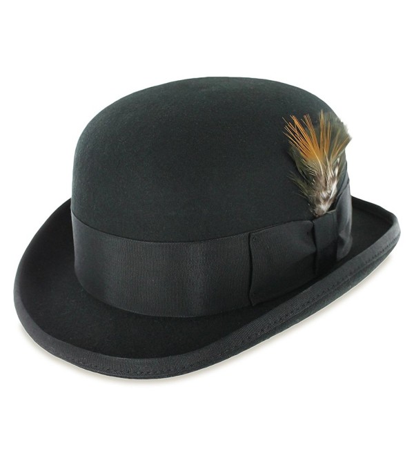 Belfry Tammany Derby Bowler 100% Pure Wool Felt Theater Quality Hat in Black or Grey - Black - CP11GY7P05P