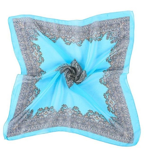 Oksale Women Printed Square Chiffon Head Wrap Scarves Scarf Kerchief Neck Shawl - Blue - CX12MBBW2WL