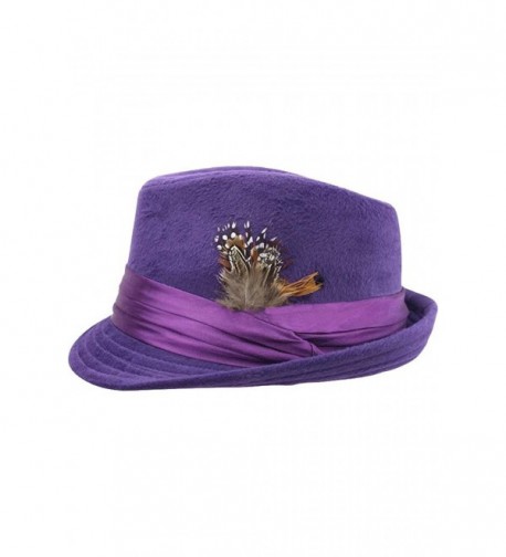 Luxury Divas Purple Fedora Feather