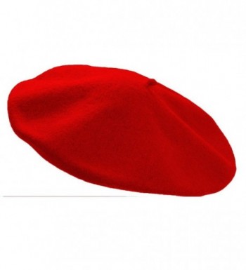 100% Wool Beret Parisian French Solid - Red - CY11QQ0EN71