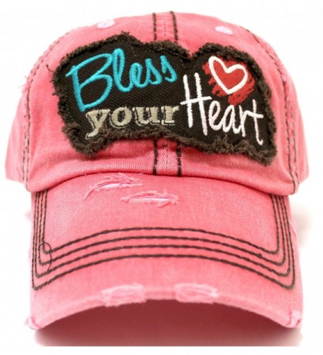 New! ROSE PINK "BLESS YOUR HEART" Patch Baseball Cap w/ Back &lt3 Detail - C717YKD6XR2