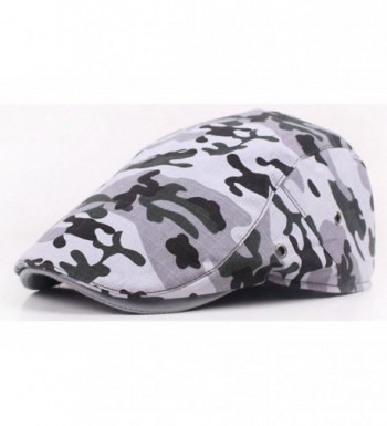 Qunson Unisex Camouflage Cotton Flat Gatsby Ivy Cabbie Newsboy Cap Hat - Grey - CX12K5U3QMP