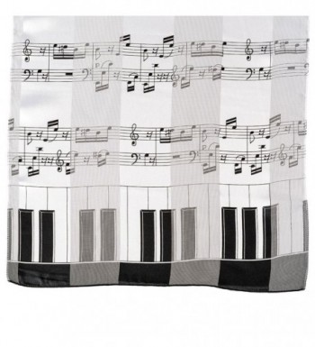 Music Note Scarf with Piano Key Edge (White) C8182IWR79I