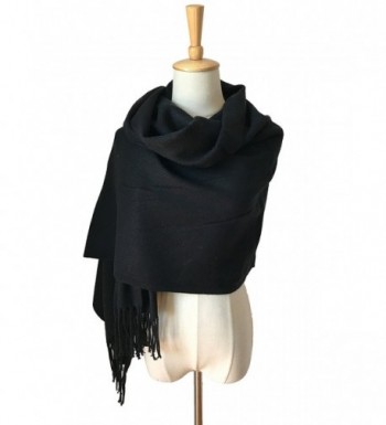 JOSENI Solid Color Pashmina Blanket Scarf Large Winter Wrap Shawl for Women Men - Black - CT1860DSNEW