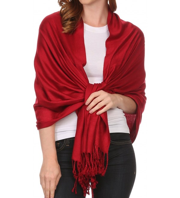 Sakkas 78" X 28" Rayon from Bamboo Soft Solid Pashmina Shawl / Wrap / Stole - Dark Red - C412IK2ZYA1