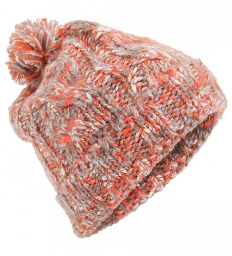 Universal Textiles Womens/Ladies Orange Knitted Pom Pom Winter Hat - Orange - C6129KNBADJ
