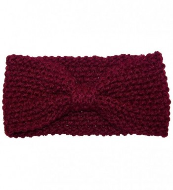 Best Winter Hats Adult Crochet Bow Knot Headband/Ear Warmer (One Size) - Maroon - C511OZ4HN9P