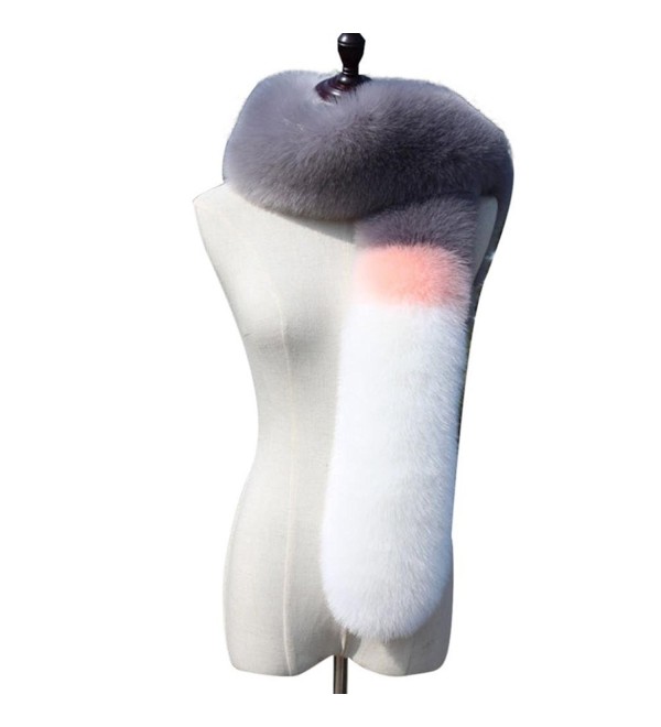 Transer Women Faux Noble Fur Scarf Collar Shawl Wraps Stitching Scarf - White - CK12OCL0ABP