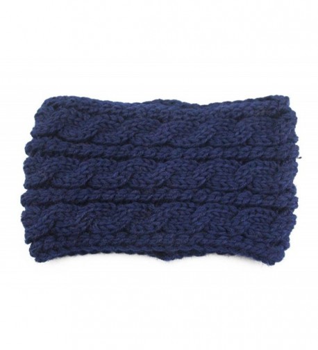 Women Knitting Wool Crochet Headband Winter Ear Warm Headwrap Hair Accessories JA50 - 4 Navy Blue - C712N0DRGFK