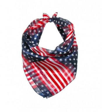 CTM Women's 21 Inch Stars and Stripes American Flag Square Scarf - American Flag - C21236916DD