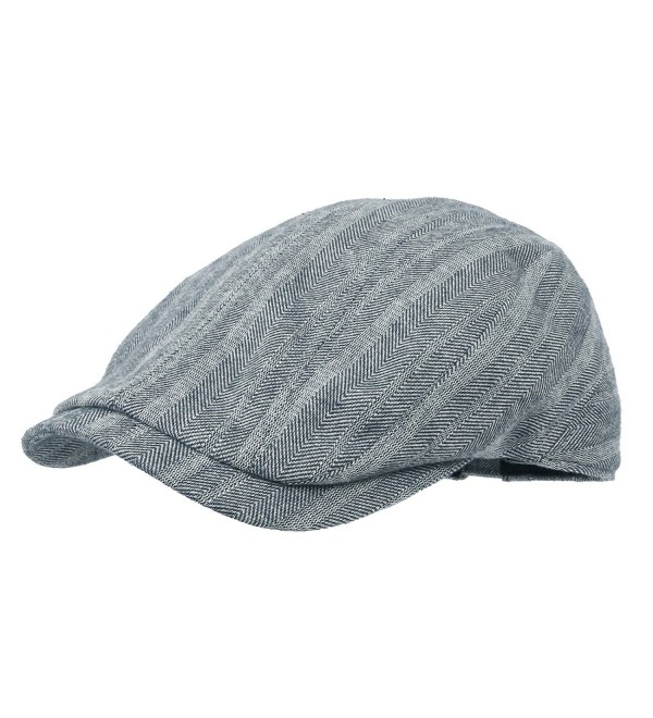 WITHMOONS Herringbone Stripe Cotton newsboy Hat Flat Cap LD3032 - Blue - C411USAP747