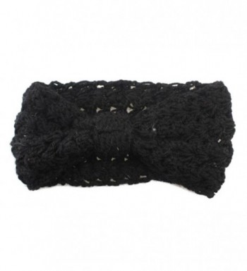 YSJOY Retro Bohemian Beads Cable Knitted Winter Turban Ear Warmer Headband - Black Hollow - CA189T3A7T7