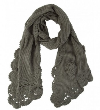 Floral Crochete Scarf - Charcoal - CG11I8K6A63