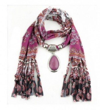 XUANOU Women Tassel Scarf With Elegant Rhinestone Pendant Scarves - C812N7F0CJ4