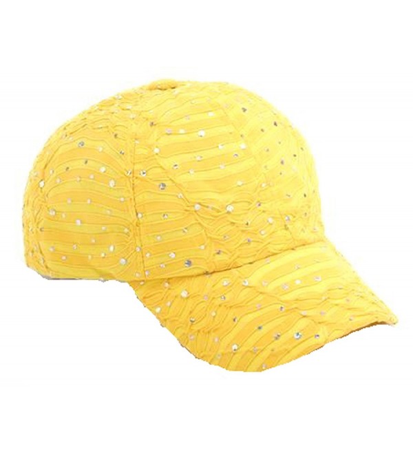 Glitzy Game Crystal Sequin Trim Women's Adjustable Glitter Baseball Cap YELLOW - CE11U7YJ859