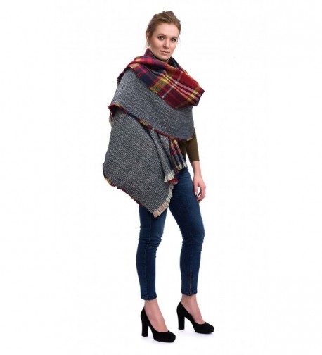 Womens Tartan Checked Blanket Poncho