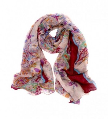 Meelyn Fashion Floral Printing Lightweight Women Infinity Scarves - Red - CZ184YH9GM0