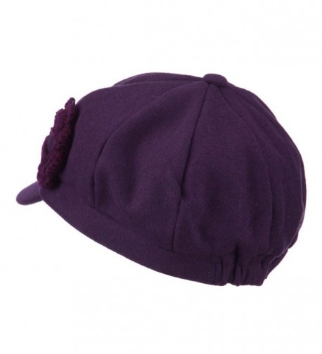 Melton Newsboy Cap Knit Flower