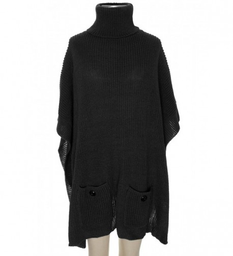 Capelli New York Rib knit soft poncho with cowl neck - Black - CC124SD3P2B