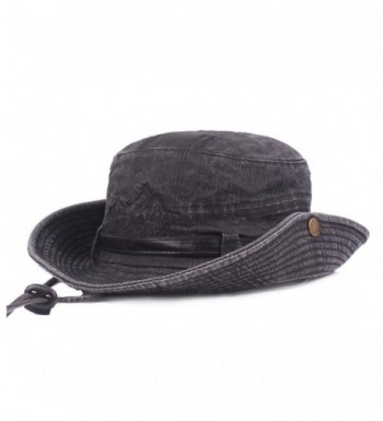 King Star Men Summer Cotton Cowboy Sun Hat Wide Brim Bucket Fishing Hats - Black 1 - CU184XCUYLO