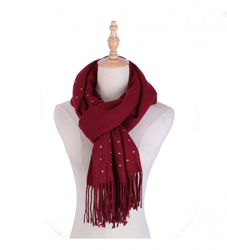 SHAREWIN Winter Super Soft Blanket Scarf with Rivet -Soft Pashmina Long Scarf for women - 06red - CL188T8G929