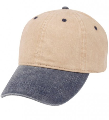 E-Flag Pigment Dyed Washed Cotton Cap - Adjustable Hat - Khaki/Navy - C612NS42LUB
