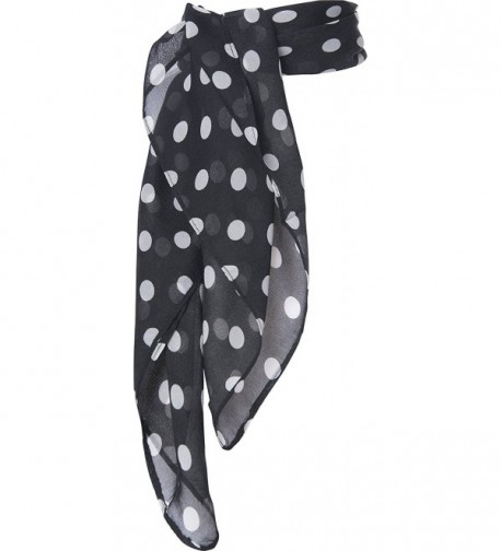 Sheer Chiffon Scarf Vintage Style Accessory for Women and Children - Black Polka Dot - CF12MZWV74A