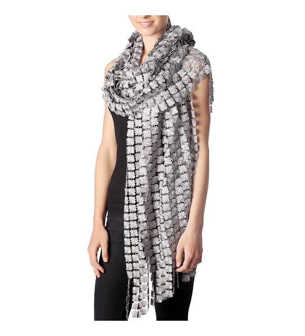 Outcrews Women's Hand Made Delicate Glitter Flower Dressy Evening Party Wraps & Shawls - Grey/Silver - CU1884G3NU8
