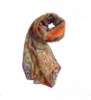 BESSKY Fashion Chiffon Printed Orange in Wraps & Pashminas