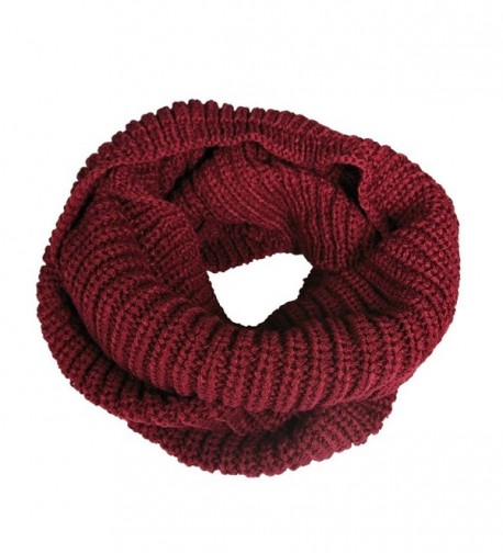 Vilania Women's Knitted Winter Fashion Scarf Circle Loop Scarves Thick Warm - Red - CB12NGD3Z3Z