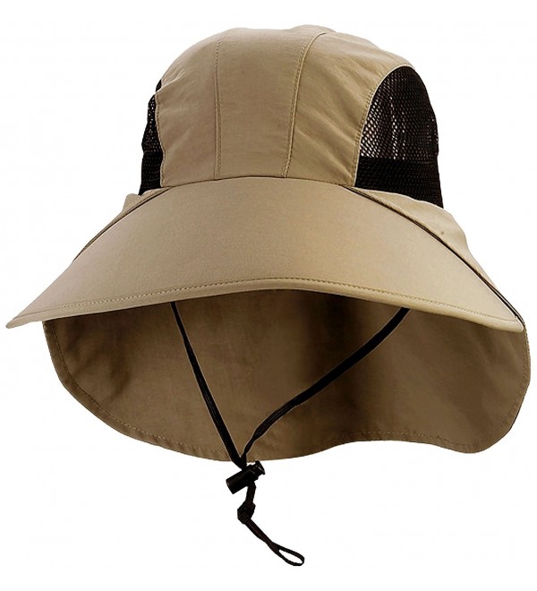 Juniper Large Bill Flap Cap with Mesh Sides - Khaki - CQ11LV4H6KX
