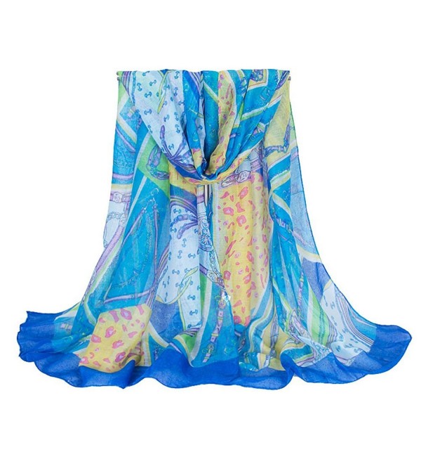 Nanxson(TM) Lady/Women's Voile Fashion Design Summer Scarf/Wrap 18080CM WJW0012 - Blue - C512G7K7XU3