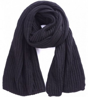 Soft Winter Scarves Warm Knit Scarves for Outdoor Knitted Womens Scarves - Black - CI188LTCM8T